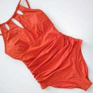 Cupshe High Neck Cutout Ruched One-Piece Swimsuit | M